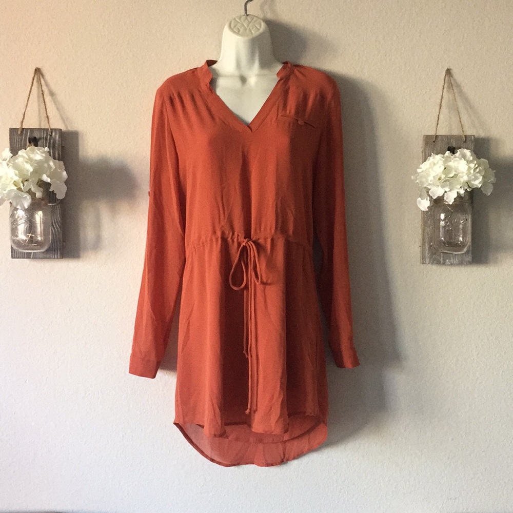 Naked Zebra Long Sleeved Dress | Orange/Rust